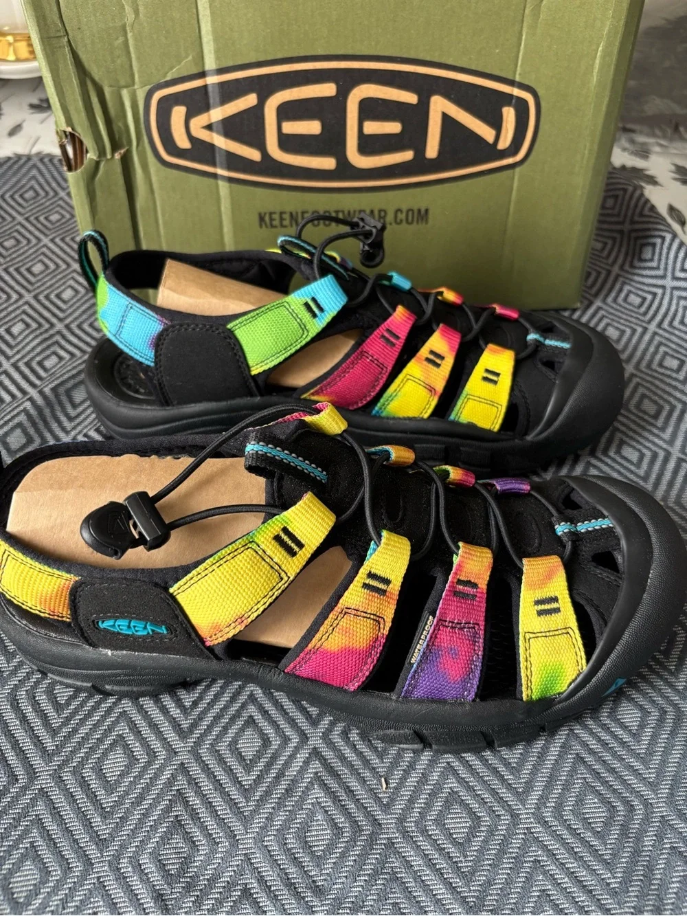 Keen Men's Black Sandals with Rainbow Straps